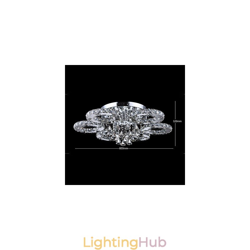Modern Contemporary Crystal Chrome Metal Flush Mount