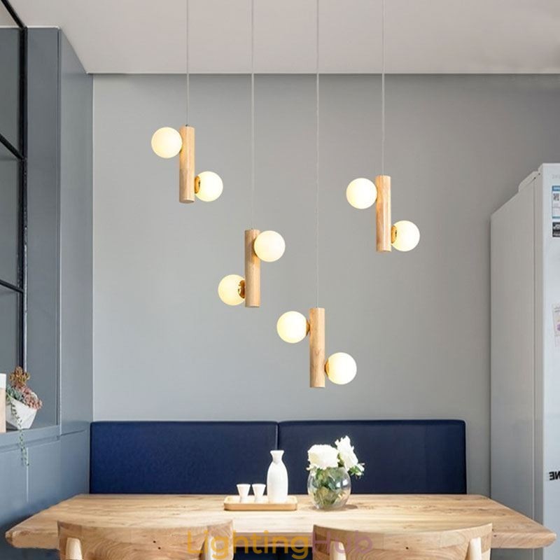 Wood Pendant Light Magic Bean Cluster Ceiling Light Island