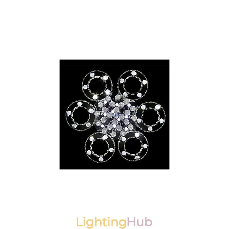 Modern Contemporary Crystal Chrome Metal Flush Mount