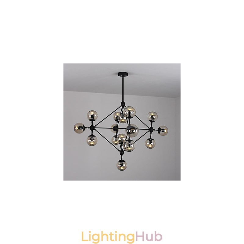 Chandelier 15 Lights Glass Ball Lights Retro Outdoors Garage Metal