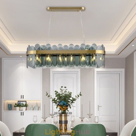 Minimalist Glass Pendant Light Unique Color Rectangle Ceiling Light Island