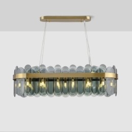Minimalist Glass Pendant Light Unique Color Rectangle Ceiling Light Island