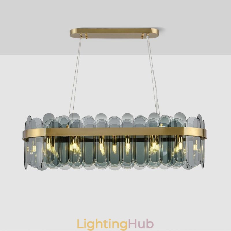 Minimalist Glass Pendant Light Unique Color Rectangle Ceiling Light Island