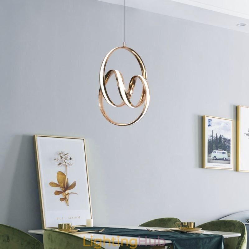 Modern Minimalist Pendant Lamp Unique Circular Twist Light Fixture Island