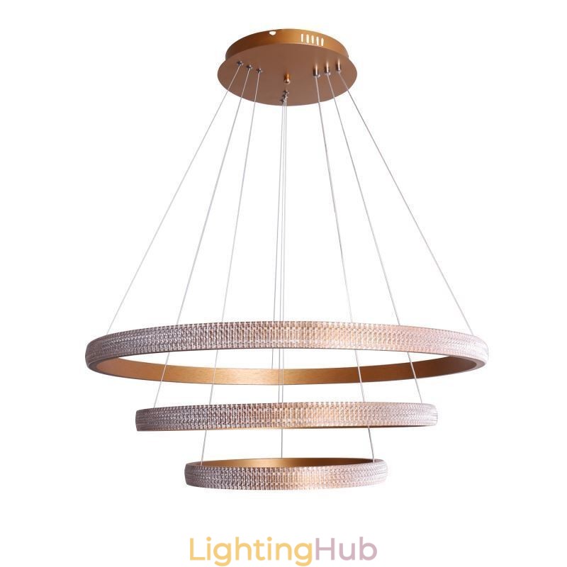 Modern Pendant Light Acrylic 3 Rings Lamp 80+60+40cm