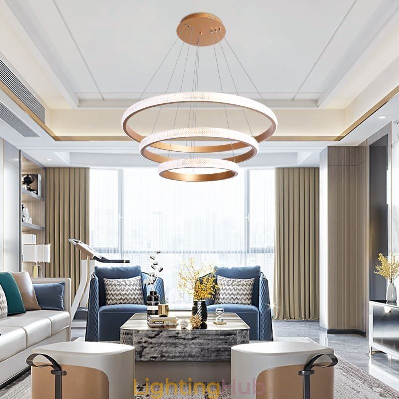 Modern Pendant Light Acrylic 3 Rings Lamp 80+60+40cm