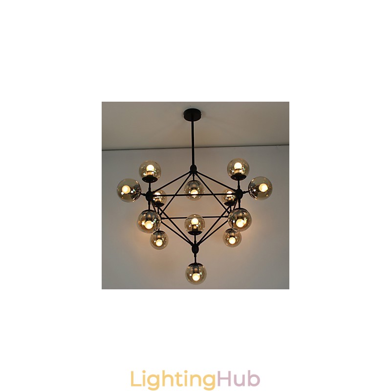 Chandelier 15 Lights Glass Ball Lights Retro Outdoors Garage Metal