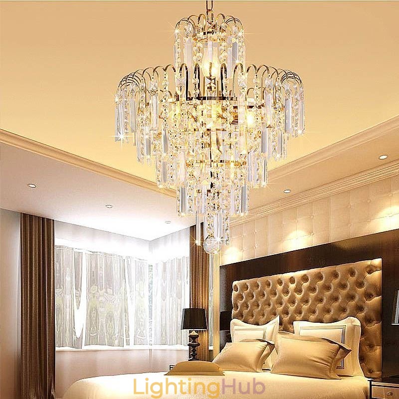 Modern Elegant Crystal Pendant Light Conical Chandelier
