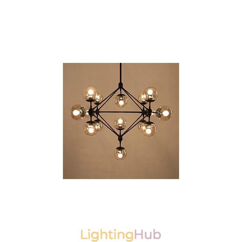 Chandelier 15 Lights Glass Ball Lights Retro Outdoors Garage Metal