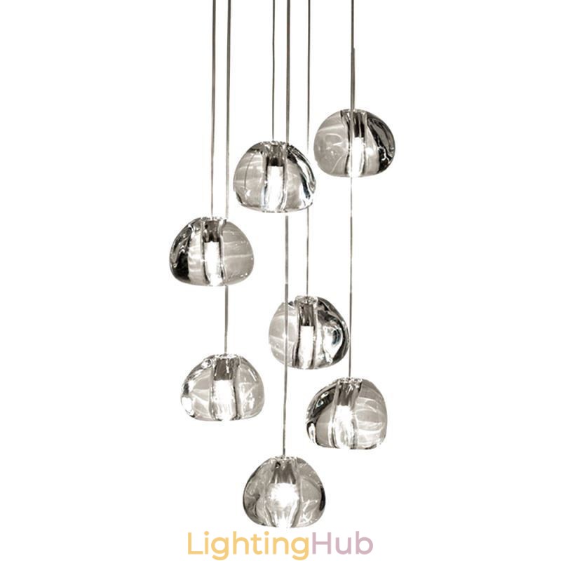 Modern Crystal Cluster Pendant Light Unique Crystal Lamp Shade Duplex Stair