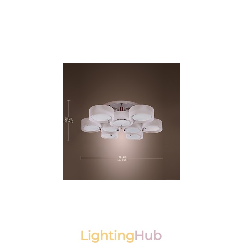 Modern Contemporary Chrome Metal Chandelier Flush Mount
