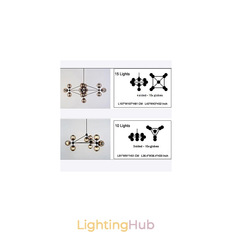 Chandelier 15 Lights Glass Ball Lights Retro Outdoors Garage Metal