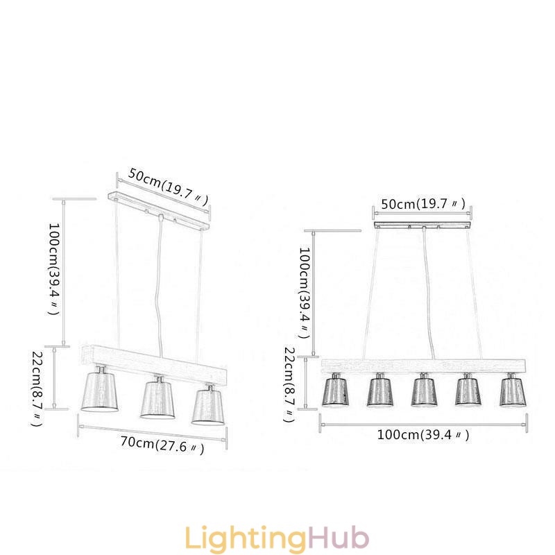 Nordic Wood Chandelier Unique Straight Pendant Light Cafe