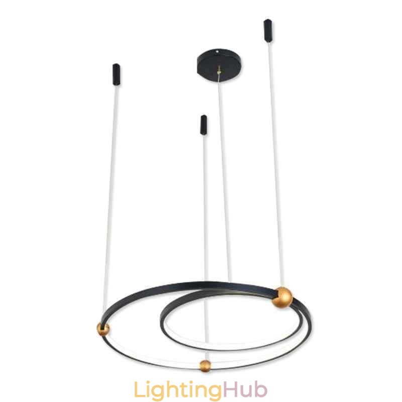Circle Pendant Light Fixture Black 2 Rings