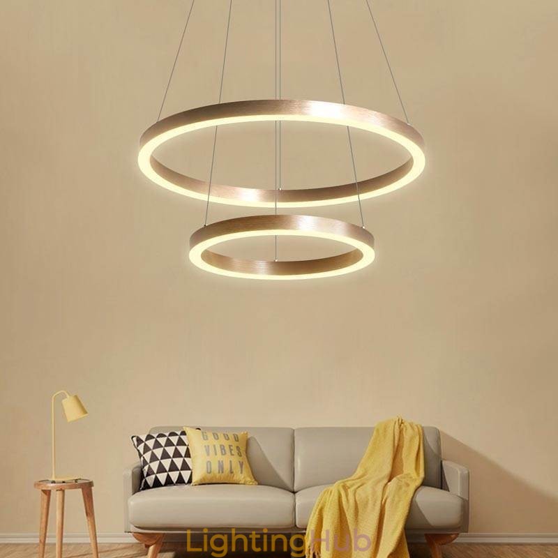 Pendant Light Drawing Craft 2 Rings Lamp 60+40cm