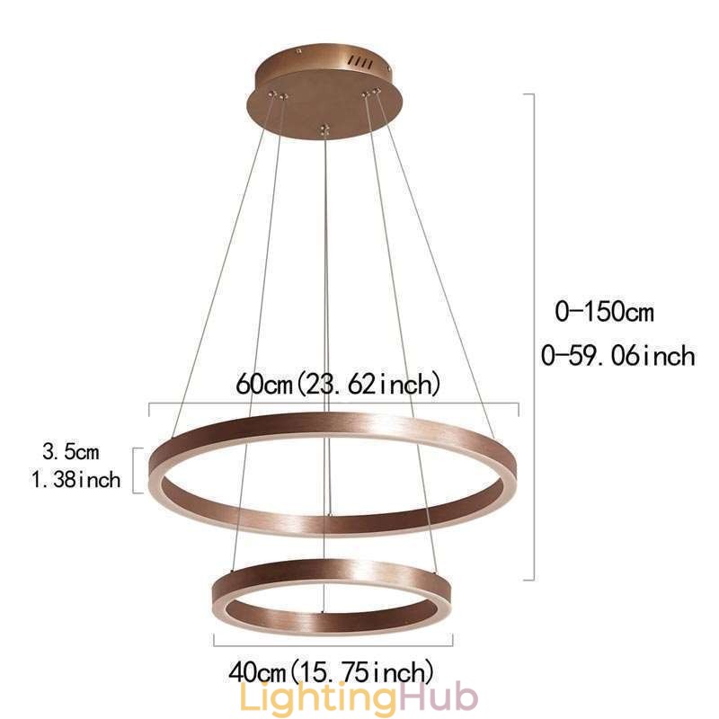Pendant Light Drawing Craft 2 Rings Lamp 60+40cm