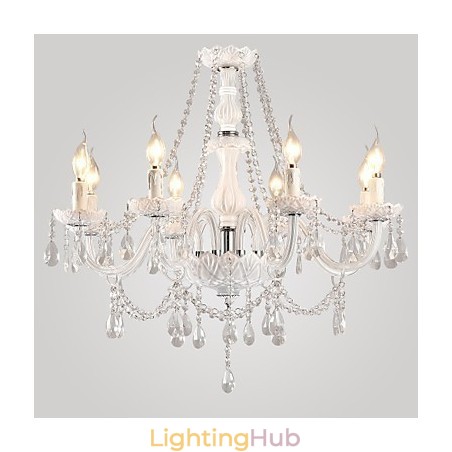 Chandelier White Crystal Modern Living 8 Lights Chandelier White Crystal Modern Living 8 Lights