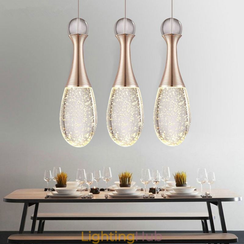 Seeded Glass Teardop Cluster Pendant Lighting
