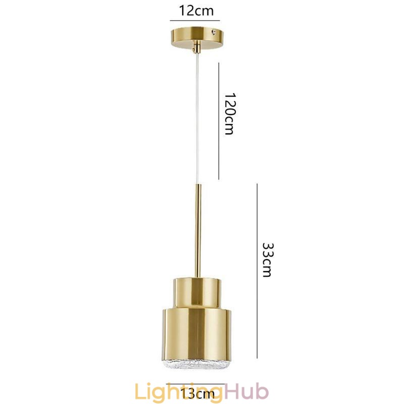 Postmodern Glass Pendant Light Golden Cylinder Lamp Bright Lighting Light