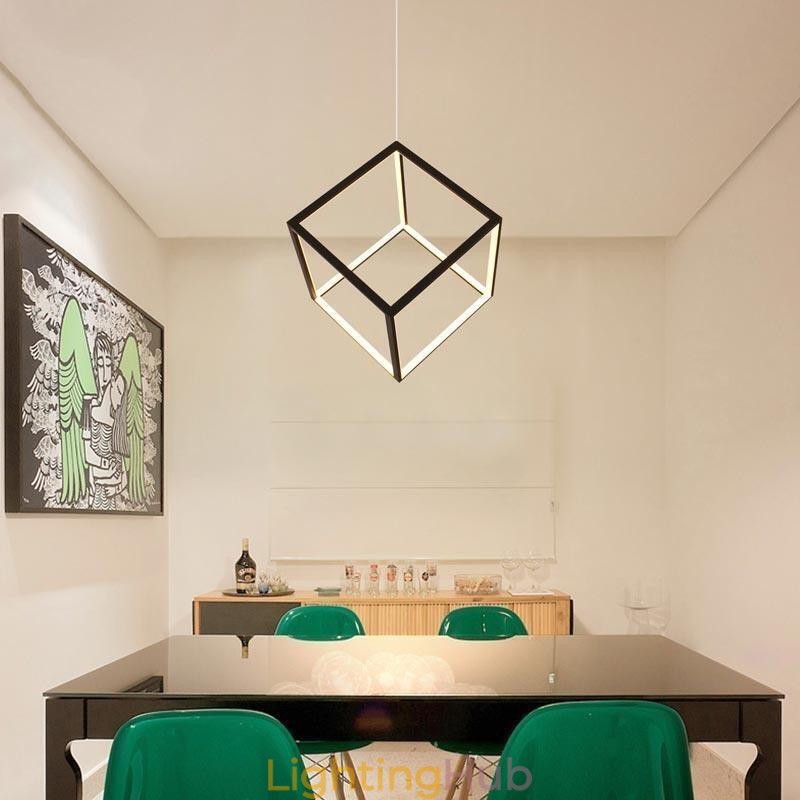 Black Pendant Light Geometric Cube Lighting LBY18069