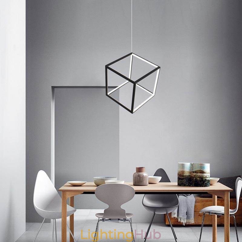 Black Pendant Light Geometric Cube Lighting LBY18069