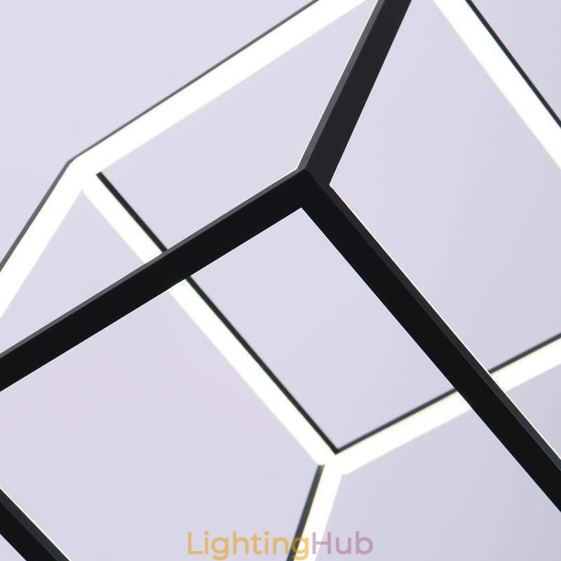 Black Pendant Light Geometric Cube Lighting LBY18069