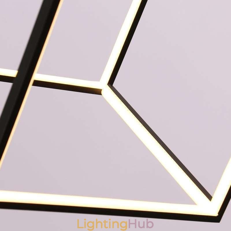 Black Pendant Light Geometric Cube Lighting LBY18069