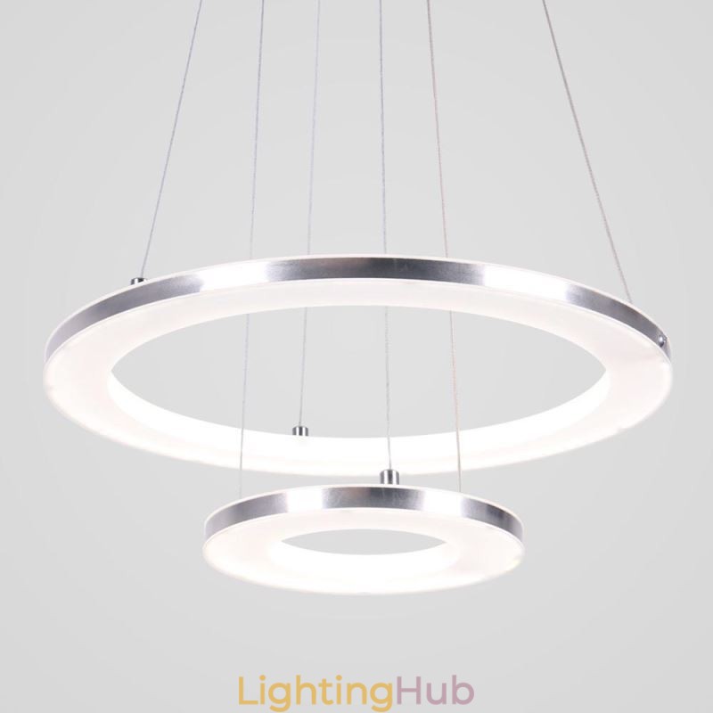 Modern Pendant Light Acrylic 2 Rings Lamp 40+20cm