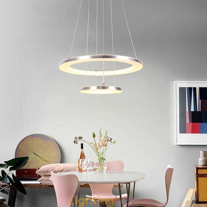 Modern Pendant Light Acrylic 2 Rings Lamp 40+20cm