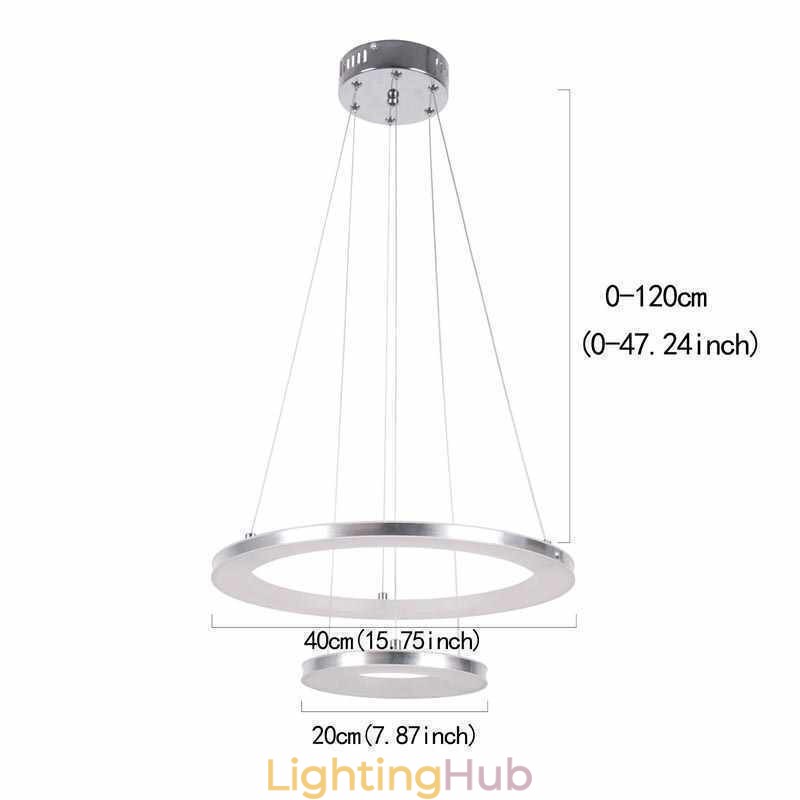 Modern Pendant Light Acrylic 2 Rings Lamp 40+20cm