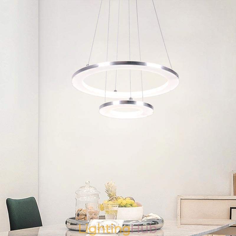 Modern Pendant Light Acrylic 2 Rings Lamp 40+20cm