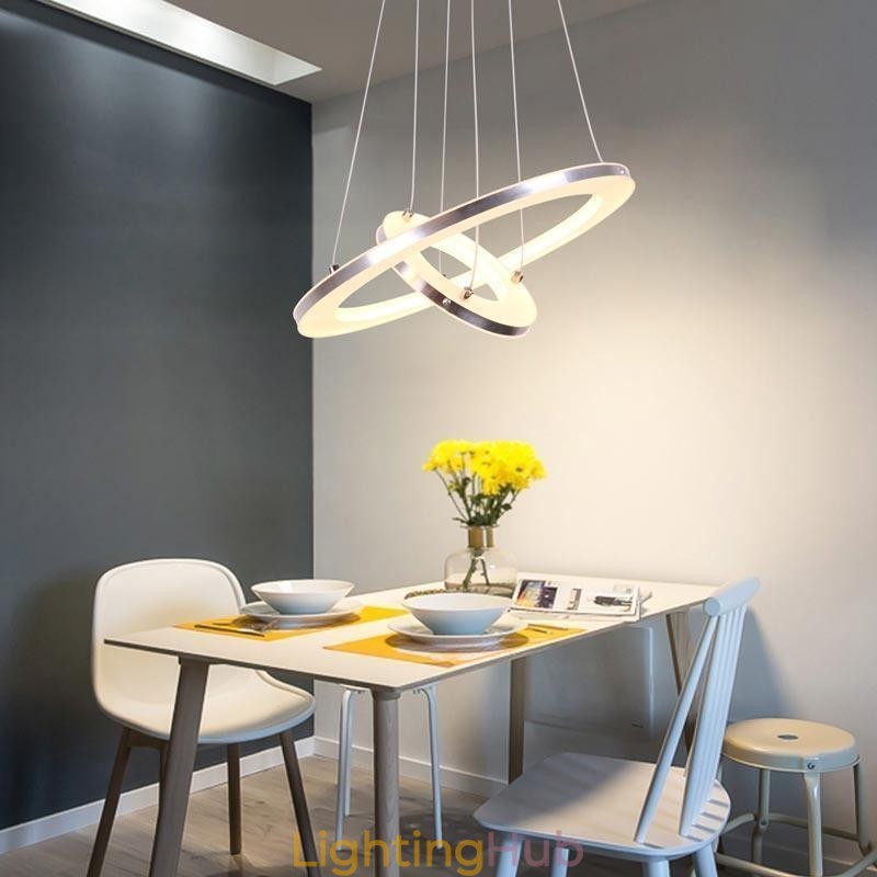 Modern Pendant Light Acrylic 2 Rings Lamp 40+20cm