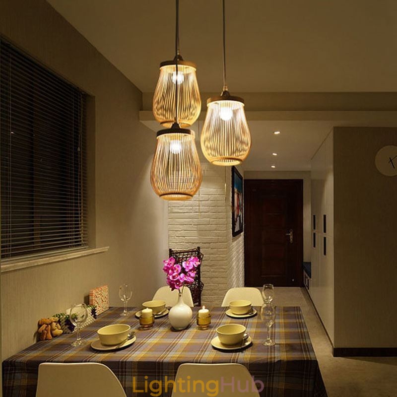 Hollow Cage Pendant Light Modern Bamboo Pendant Lighting