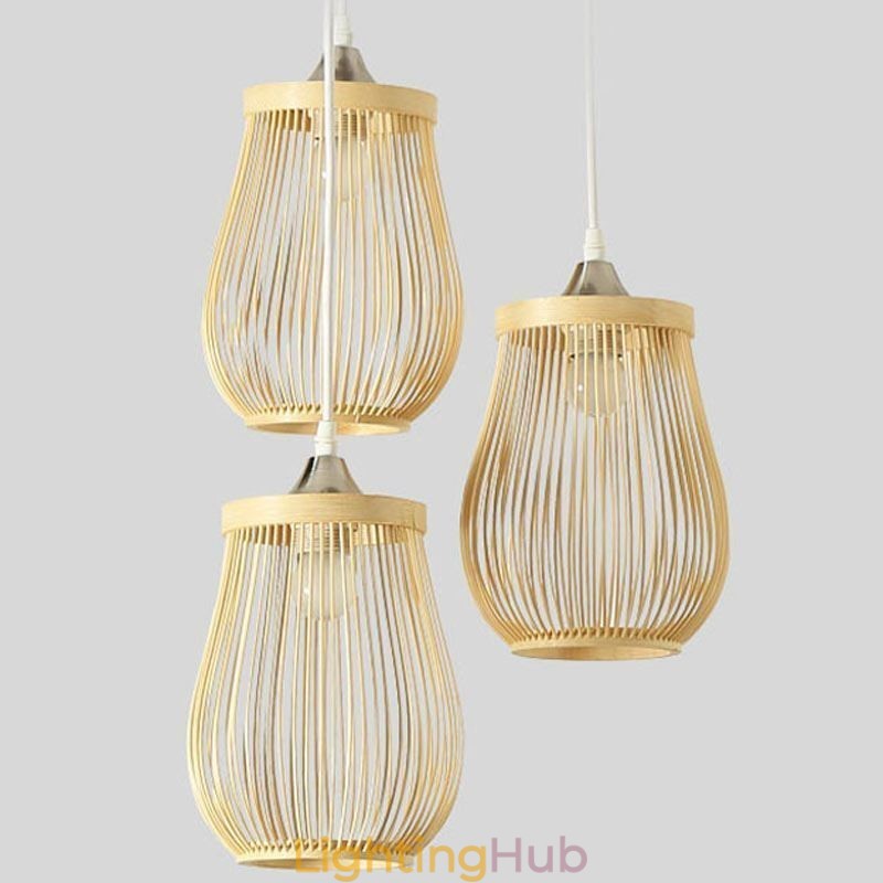 Hollow Cage Pendant Light Modern Bamboo Pendant Lighting