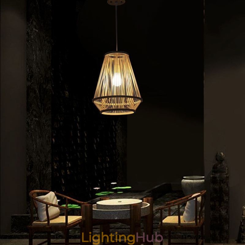 Bamboo Woven Bedside Pendant Light