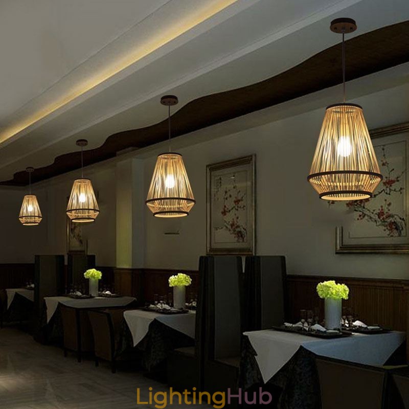 Bamboo Woven Bedside Pendant Light