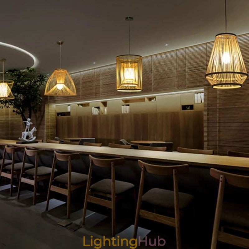Bamboo Woven Bedside Pendant Light