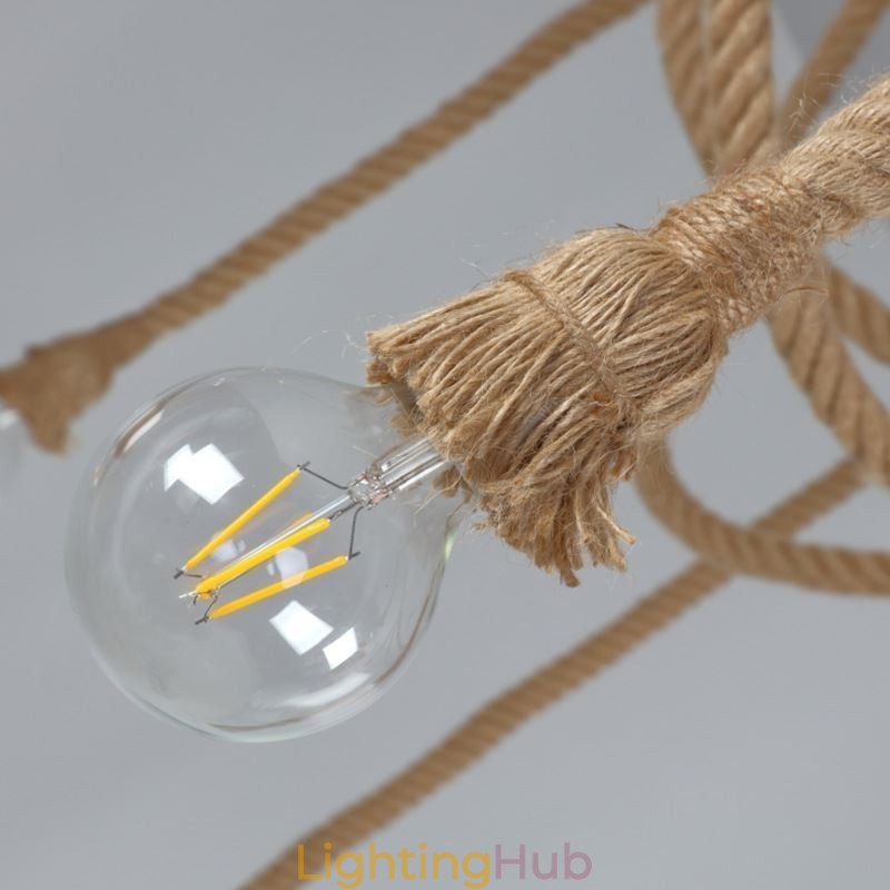 Retro Style 6 10 Heads Pendant Light Hemp Rope Chandelier Vintage Ceiling Light