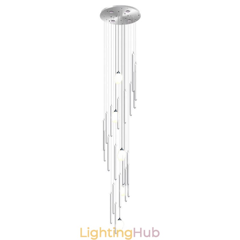 Cluster Pendant Light Modern Large Pendant Crystal Chandelier Duplex Staircase