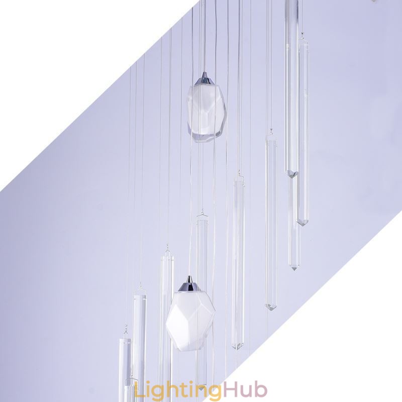Cluster Pendant Light Modern Large Pendant Crystal Chandelier Duplex Staircase