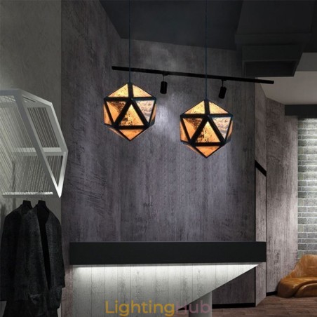 Geometric Pendant Light Diamond Shaped 3D Translucent Design Geometric Pendant Light Diamond Shaped 3D Translucent Design