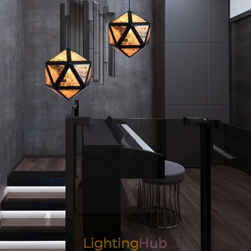 Geometric Pendant Light Diamond Shaped 3D Translucent Design