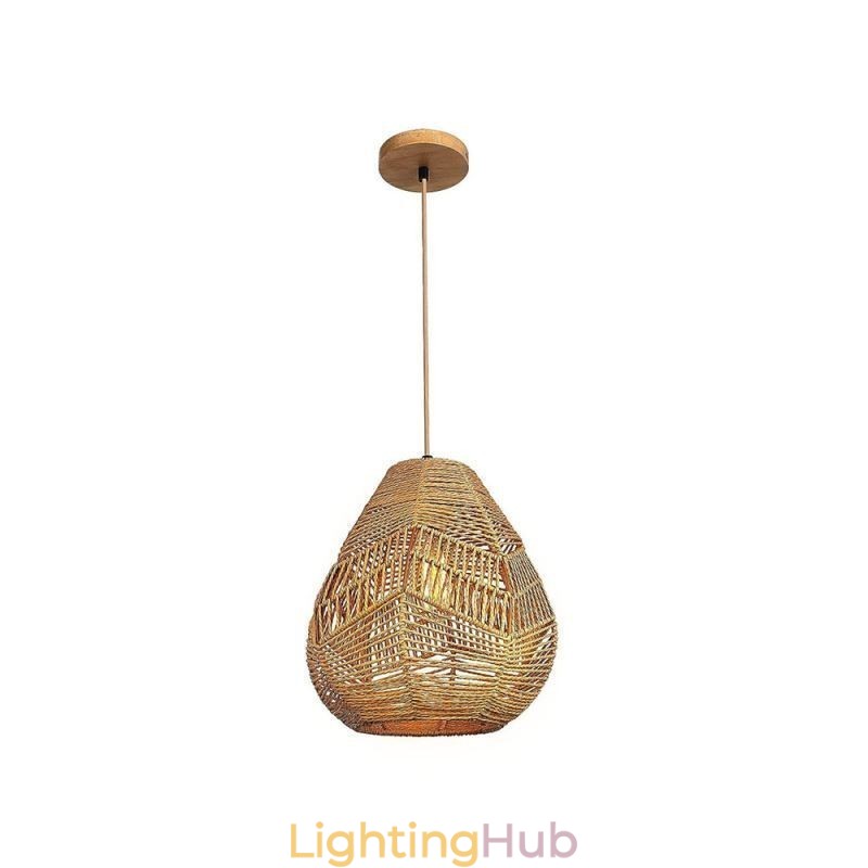 Nordic Retro Ceiling Light Natural Paper Rope Handwoven Lampshade