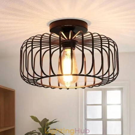 Simple Flush Mount Iron Bird Cage Ceiling Light Simple Flush Mount Iron Bird Cage Ceiling Light