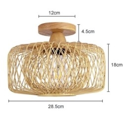 Retro Double Layer Ceiling Lamp Handwoven Bamboo Lampshade Ceiling Light