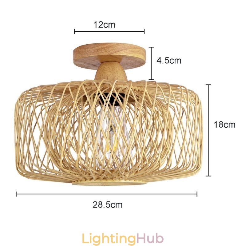 Retro Double Layer Ceiling Lamp Handwoven Bamboo Lampshade Ceiling Light