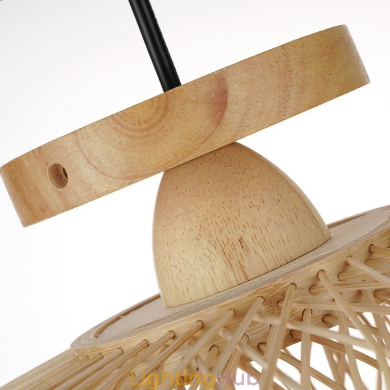 Retro Double Layer Ceiling Lamp Handwoven Bamboo Lampshade Ceiling Light