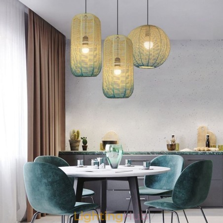 Paper Rope Pendant Light Country Retro Gradient Blue Ceiling Lamp Paper Rope Pendant Light Country Retro Gradient Blue Ceiling Lamp