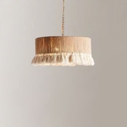Retro Pendant Light Bohemian Style Hemp Rope Tassel Ceiling Light