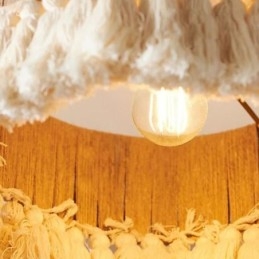 Retro Pendant Light Bohemian Style Hemp Rope Tassel Ceiling Light